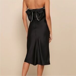 Lulus Elegant Black Strapless Dress with Bow Detail